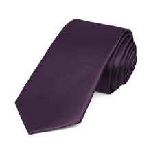 Load image into Gallery viewer, Eggplant Purple Slim Solid Color Necktie, 2.5&quot; Width