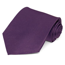 Load image into Gallery viewer, Eggplant Purple Silk Extra Long Necktie