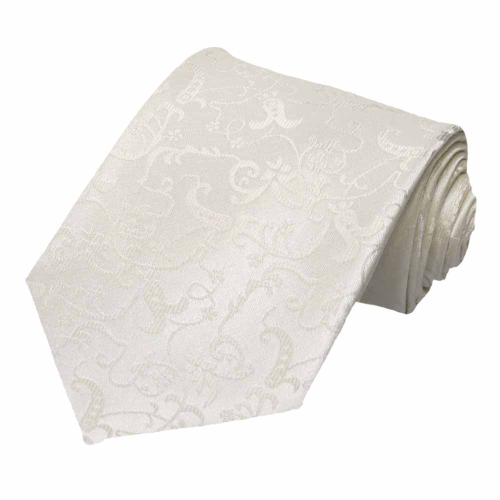 Eggshell White Eastwood Floral Extra Long Necktie