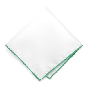 Emerald Green Tipped White Pocket Square