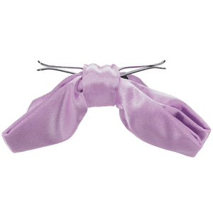 The side view of an opened English lavender clip-on bow tie  Edit alt text
