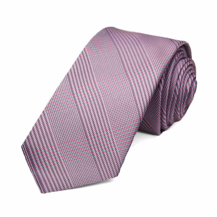 English Lavender Jamestown Glen Plaid Slim Necktie