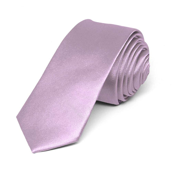 English Lavender Skinny Solid Color Necktie, 2
