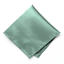 Load image into Gallery viewer, A solid pocket square in eucalyptus green hue, folded into a diamond