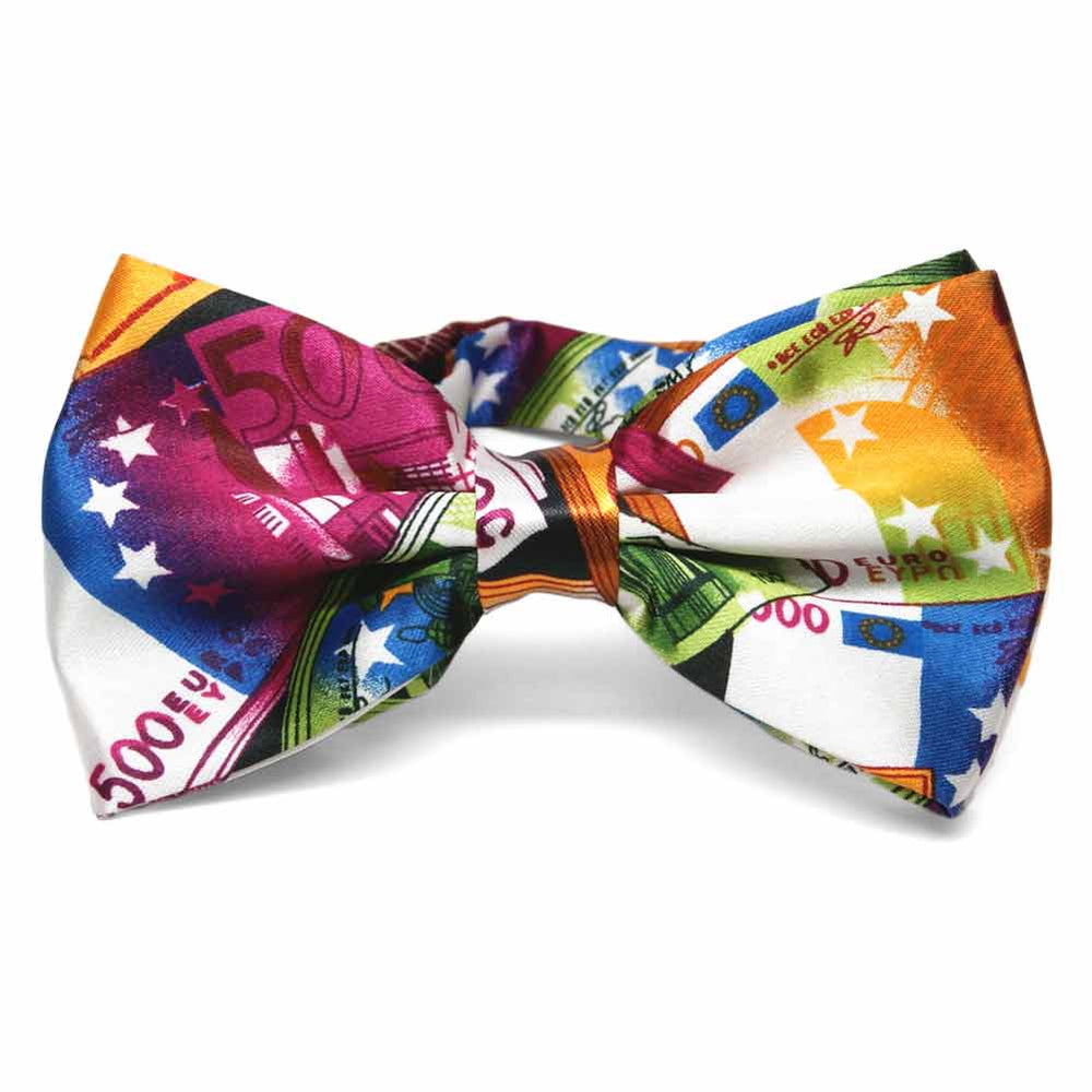 Euro currencies money theme on a colorful bow tie