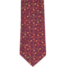 Load image into Gallery viewer, Front view fall leaves ties in burgundy
