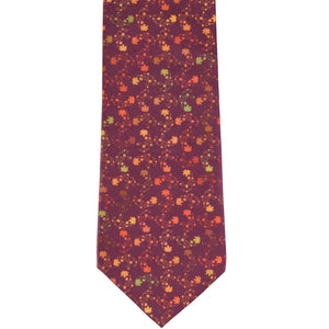 Front view fall leaves ties in burgundy