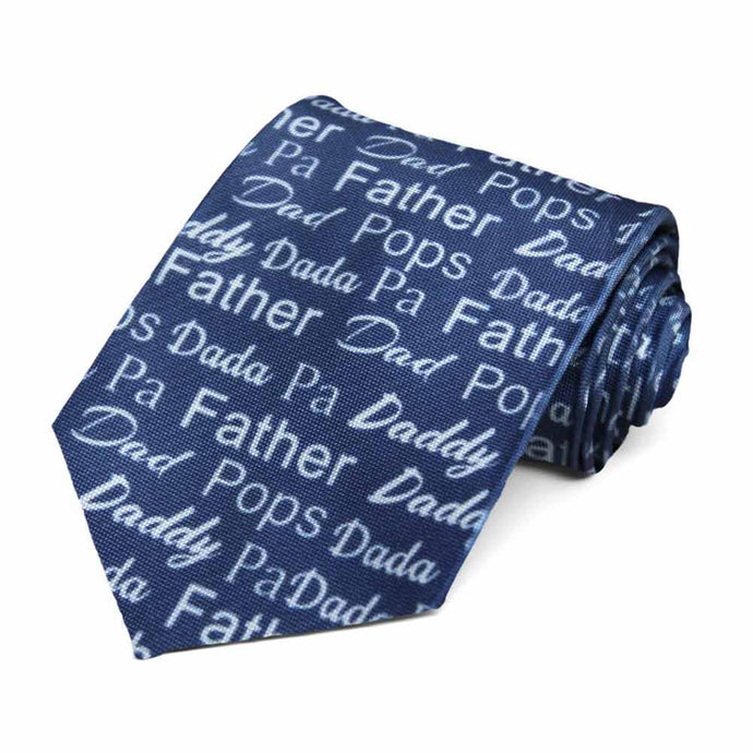 Father's day tie with dad, pa, pops, daddy names all over the themed tie