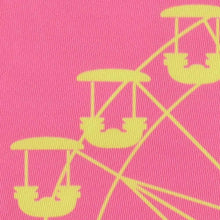 Load image into Gallery viewer, Closeup of a hot pink and yellow ferris wheel novelty tie design