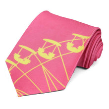 Load image into Gallery viewer, A hot pink and yellow ferris wheel novelty tie