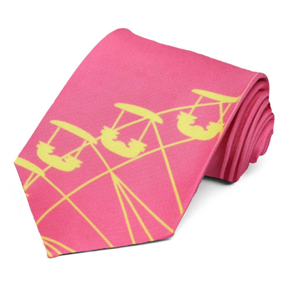 A hot pink and yellow ferris wheel novelty tie