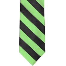Load image into Gallery viewer, Spring green and black striped tie, front flat view