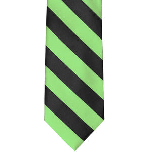 Spring green and black striped tie, front flat view