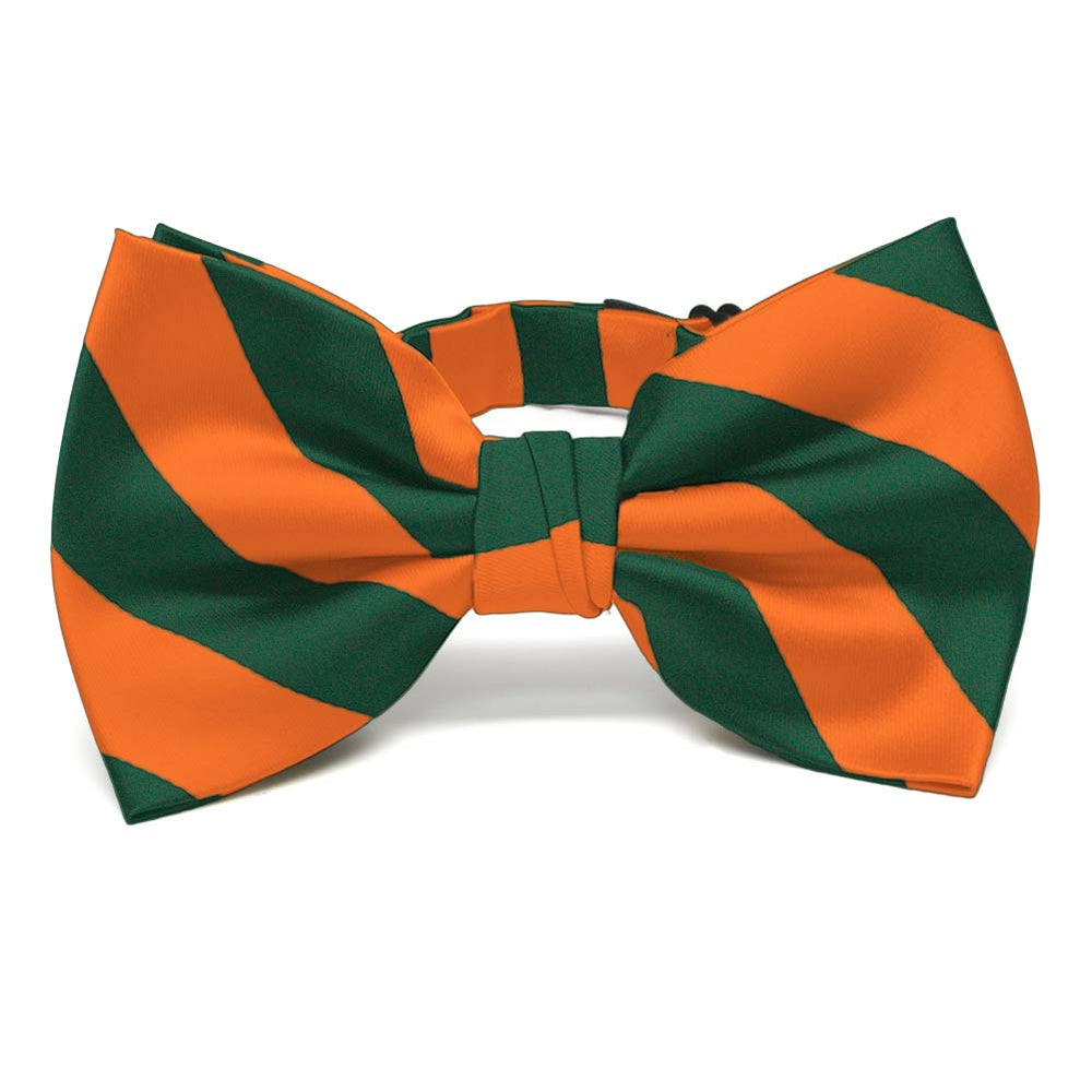 Florida Orange and Dark Green Striped Bow Tie