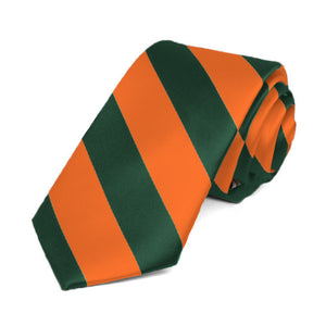 Florida Orange and Dark Green Striped Slim Tie, 2.5" Width