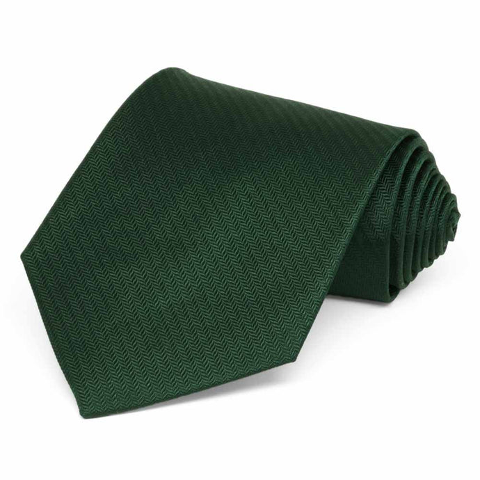 Forest Green Herringbone Silk Necktie