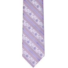 Load image into Gallery viewer, The front of a light purple floral striped slim tie