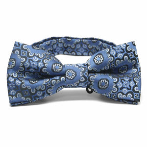 French Blue Emma Floral Pattern Band Collar Bow Tie