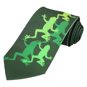 Men's fun novelty frog tie in shades of green