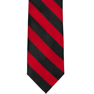 Front view red and black striped tie