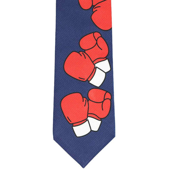 Front view of a boxing themed necktie