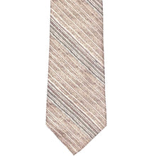 Load image into Gallery viewer, Front view of a brown striped woodgrain necktie