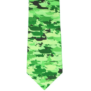 Front view green necktie in literal duck camo