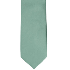 The front bottom view of a eucalyptus colored tie
