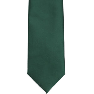 Front bottom view of a hunter green solid tie
