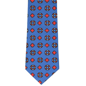 Front view lifeguard themed tie in red and blue