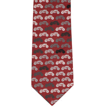 Load image into Gallery viewer, Front view motorcycle themed tie in burgundy