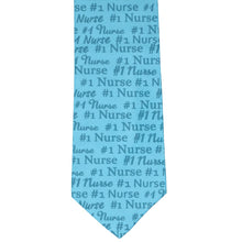Load image into Gallery viewer, #1 nurse themed novelty tie in aqua blue
