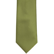 Load image into Gallery viewer, Bottom front view of an olive green solid tie
