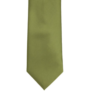 Bottom front view of an olive green solid tie