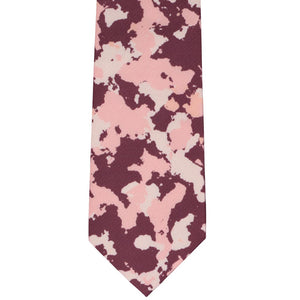 Petal and wine camo pattern necktie, front view