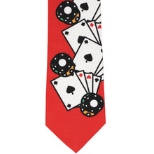 Load image into Gallery viewer, Poker chips and card tie on a red background