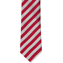 Load image into Gallery viewer, Front view red and silver striped necktie