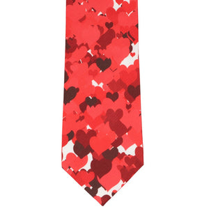 Red heart novelty pattern scattered on a necktie
