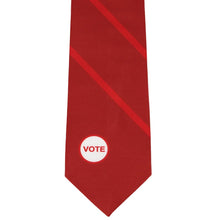 Load image into Gallery viewer, Front view vote themed novelty tie in red stripes