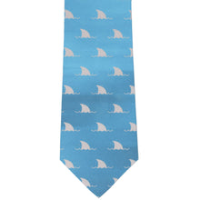 Load image into Gallery viewer, Front view shark fin necktie in blue