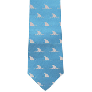 Front view shark fin necktie in blue