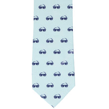 Load image into Gallery viewer, Front view sunglasses themed novelty tie in shades of blue
