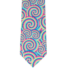 Load image into Gallery viewer, Front view tie dye swirl pattern necktie