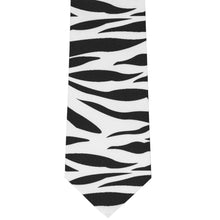 Load image into Gallery viewer, Front view zebra striped tie in black and white