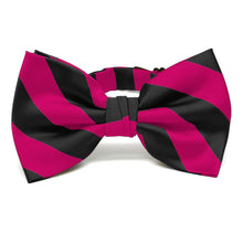Load image into Gallery viewer, Fuchsia and Black Striped Bow Tie