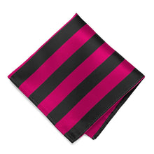 Load image into Gallery viewer, Fuchsia and Black Striped Pocket Square