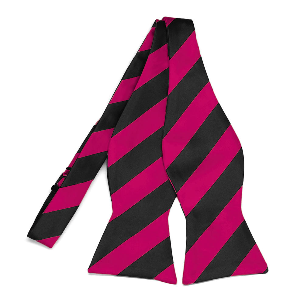 Fuchsia and Black Striped Self-Tie Bow Tie