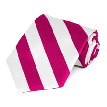 Load image into Gallery viewer, Fuchsia and White Striped Tie