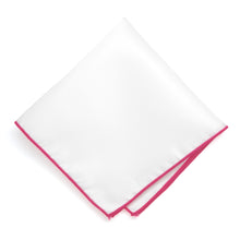 Load image into Gallery viewer, Fuchsia Tipped White Pocket Square