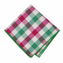 Load image into Gallery viewer, Fuchsia and Green Check Cotton Pocket Square